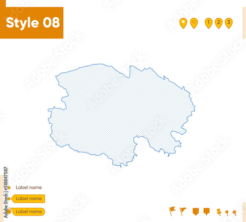 Qinghai, China - grid map isolated on white background. Outline map. Simple line, vector map.