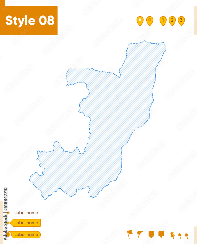 Congo - grid map isolated on white background. Outline map. Simple line, vector map.
