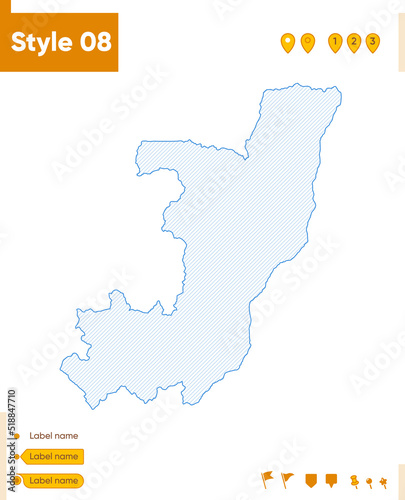Congo - grid map isolated on white background. Outline map. Simple line  vector map.