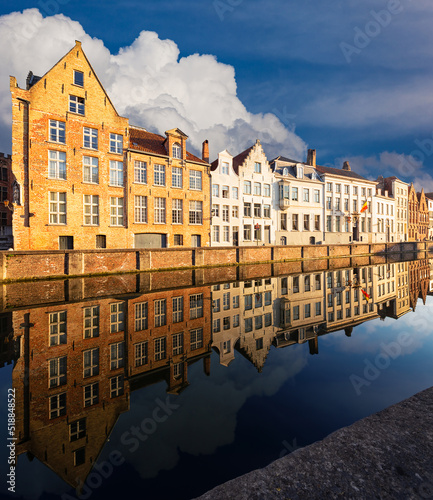 Traditional medieval architecture in the old town of Bruges (Brugge), Belgium