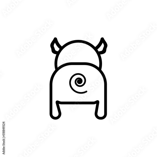 Pig back view and tail spiral icon eps ten