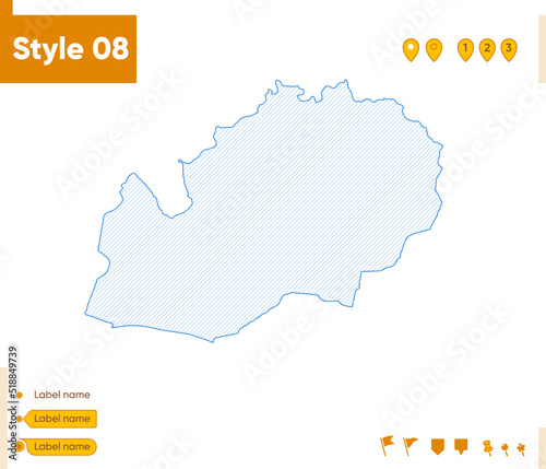 West Kazakhstan, Kazakhstan - grid map isolated on white background. Outline map. Simple line, vector map.