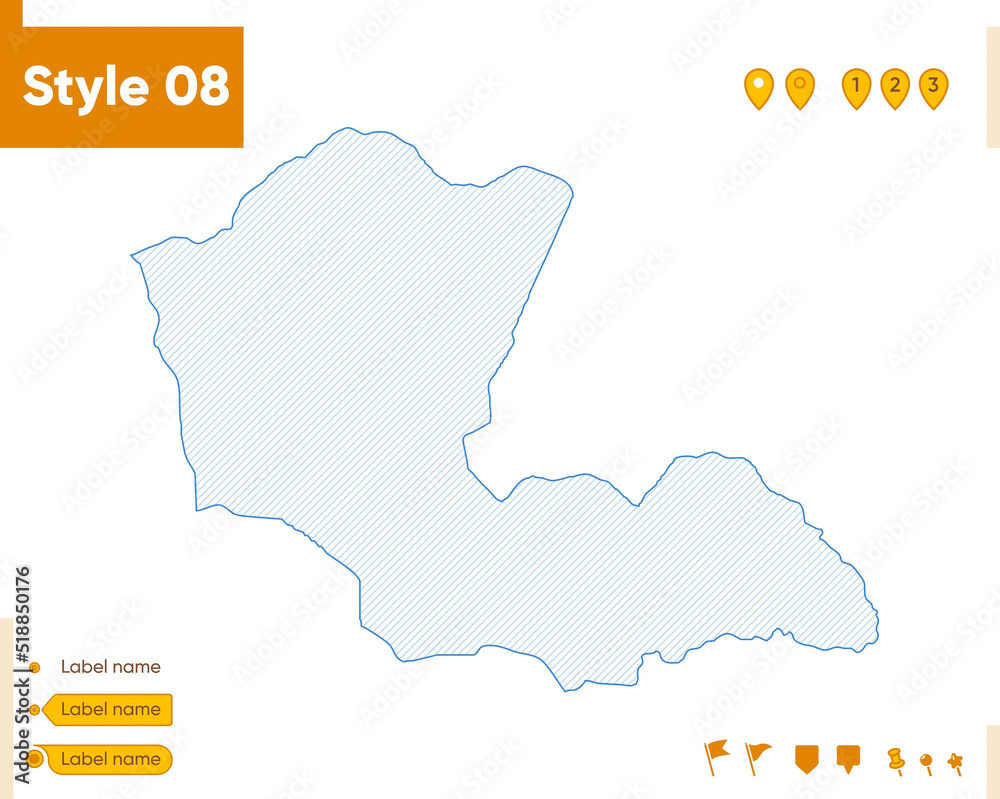 Dornod, Mongolia - grid map isolated on white background. Outline map. Simple line, vector map.