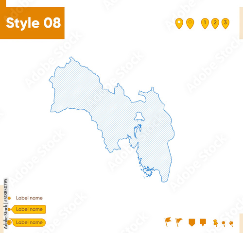 Viken, Norway - grid map isolated on white background. Outline map. Simple line, vector map.