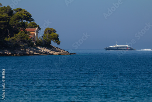luxury big yacht in the open Sea. Luxury boats. Adriatic, Croatia.