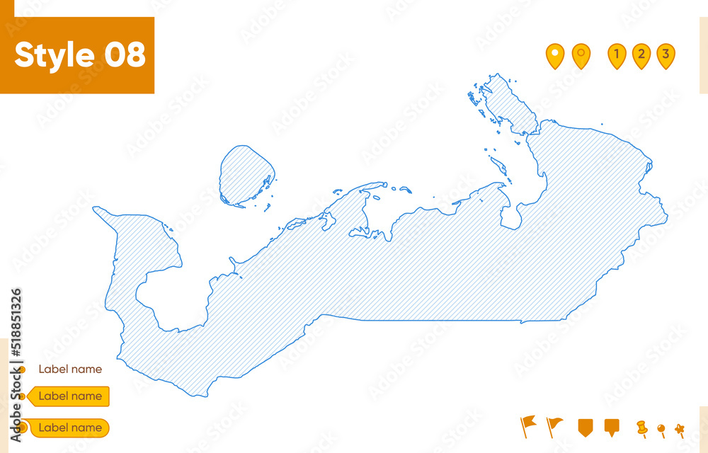 Nenets Autonomous Area, Russia - grid map isolated on white background. Outline map. Simple line, vector map.