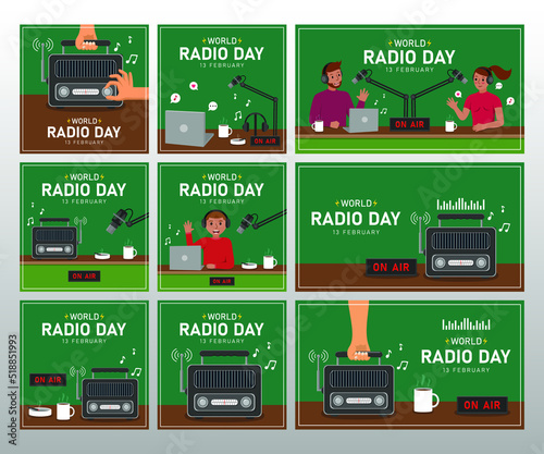 World radio day illustration background and banner