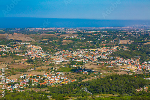 Panorama of Sintra village surrounding seen from The Moorish castle, Portugal