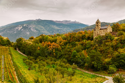 Sion, Switzerland: All Saints medieval chapel located at the foot of Tourbillon Castle photo