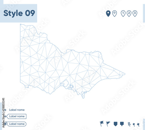 Victoria, Australia - white low poly map, polygonal map. Outline map. Vector illustration.