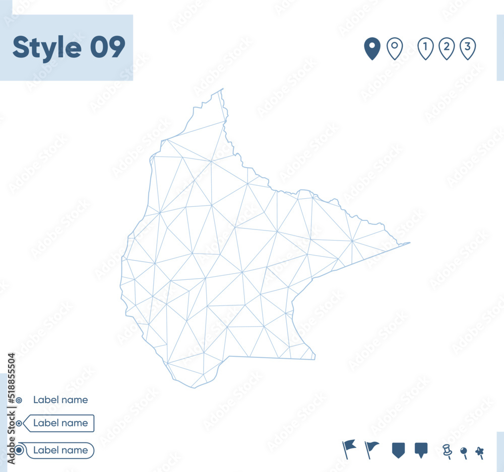 Beni, Bolivia - white low poly map, polygonal map. Outline map. Vector illustration. Beni, Bolivia - white low poly map, polygonal map. Outline map. Vector illustration.