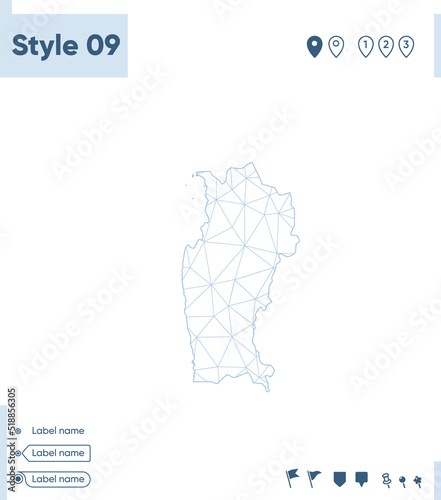 Coquimbo, Chile - white low poly map, polygonal map. Outline map. Vector illustration. photo