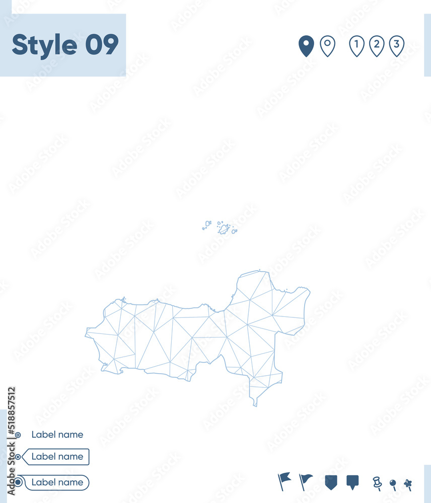 Central Java, Indonesia - white low poly map, polygonal map. Outline map. Vector illustration.