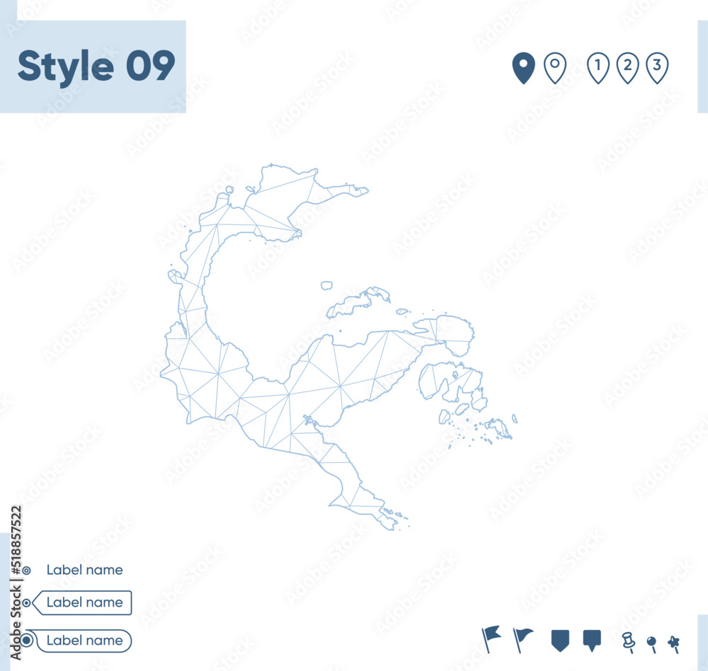 Central Sulawesi, Indonesia - white low poly map, polygonal map. Outline map. Vector illustration.
