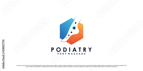 Podiatry feet massage logo design with ankle concept and creative element Premium Vector