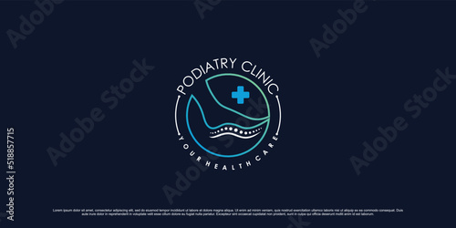 Podiatry clinic logo design for massage therapy with ankle and circle concept Premium Vector