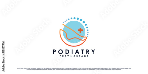 Podiatry feet massage logo design with ankle concept and creative element Premium Vector