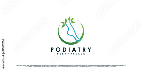 Podiatry logo design for natural feet massage with ankle concept and leaf element Premium Vector