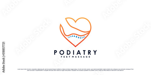 Feet massage logo design with ankle concept and love element Premium Vector