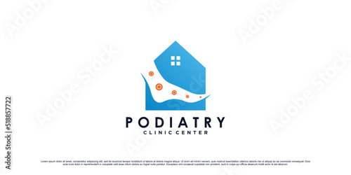 Podiatry clinic logo design for massage therapy with ankle and home concept Premium Vector