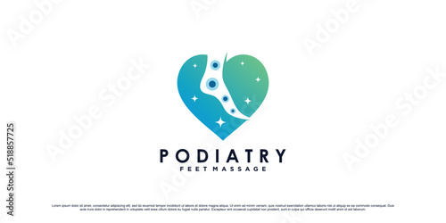 Feet massage logo design with ankle concept and love element Premium Vector