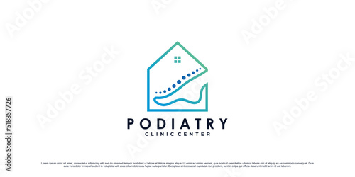 Podiatry clinic logo design for massage therapy with ankle and home concept Premium Vector