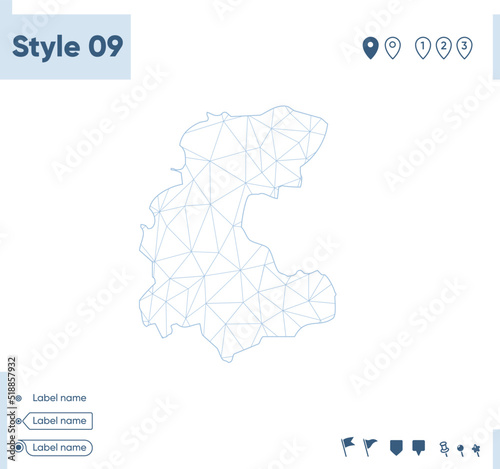 Markazi  Iran - white low poly map  polygonal map. Outline map. Vector illustration.