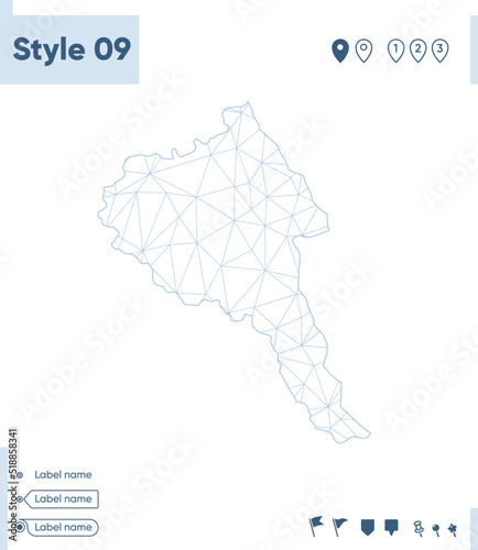Bayan Olgii, Mongolia - white low poly map, polygonal map. Outline map. Vector illustration.