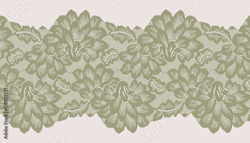 Green big flower Lace Pattern. 