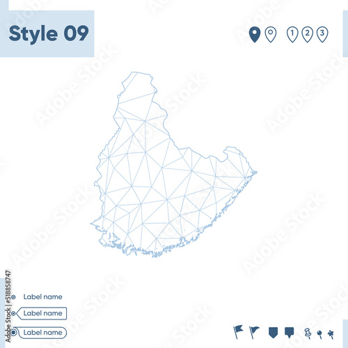 Agder, Norway - white low poly map, polygonal map. Outline map. Vector illustration.