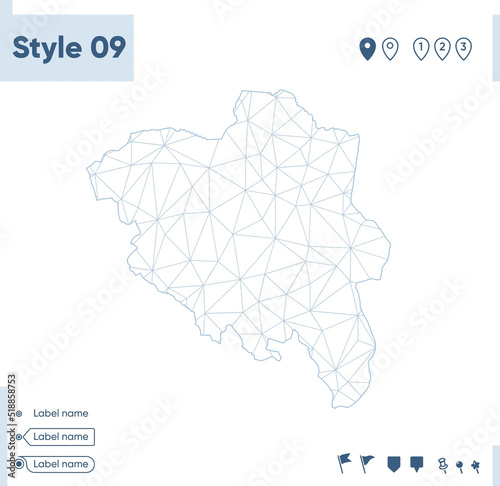 Innlandet, Norway - white low poly map, polygonal map. Outline map. Vector illustration.