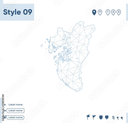 Rogaland, Norway - white low poly map, polygonal map. Outline map. Vector illustration.