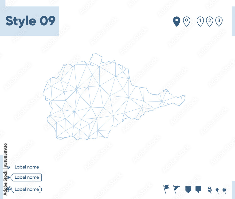 Fototapeta Jewish Autonomous Region, Russia - white low poly map, polygonal map. Outline map. Vector illustration.