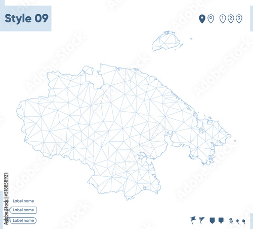 Chukotka Autonomous Area, Russia - white low poly map, polygonal map. Outline map. Vector illustration.