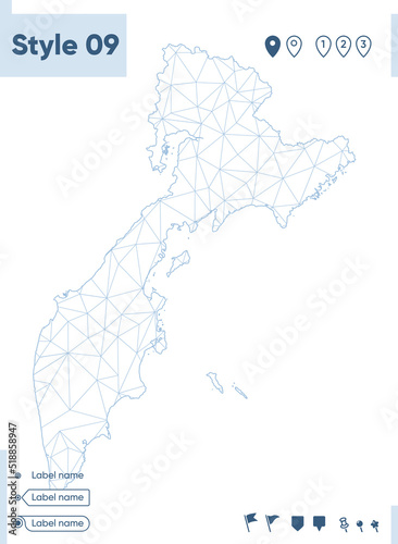 Kamchatka Territory, Russia - white low poly map, polygonal map. Outline map. Vector illustration.
