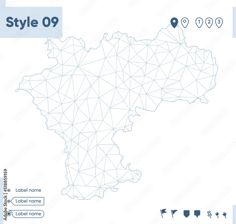Ulyanovsk Region, Russia - white low poly map, polygonal map. Outline map. Vector illustration. Ulyanovsk Region, Russia - white low poly map, polygonal map. Outline map. Vector illustration.