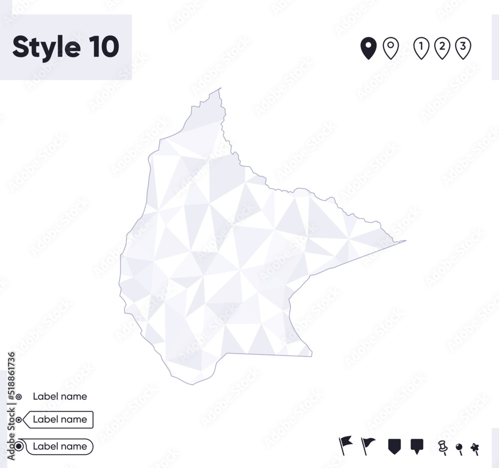 Beni, Bolivia - white and gray low poly map, polygonal map. Outline map. Vector illustration.