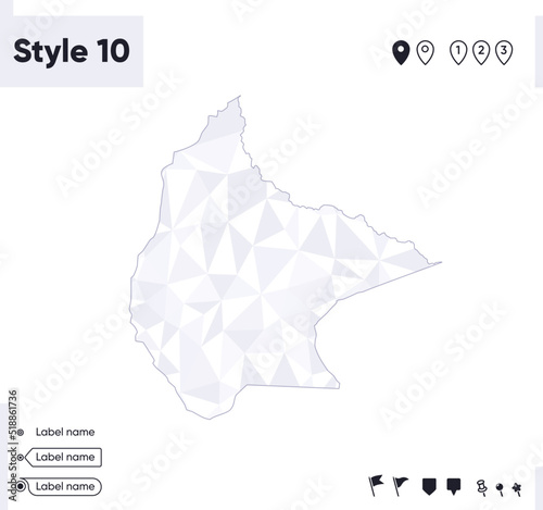 Beni, Bolivia - white and gray low poly map, polygonal map. Outline map. Vector illustration.