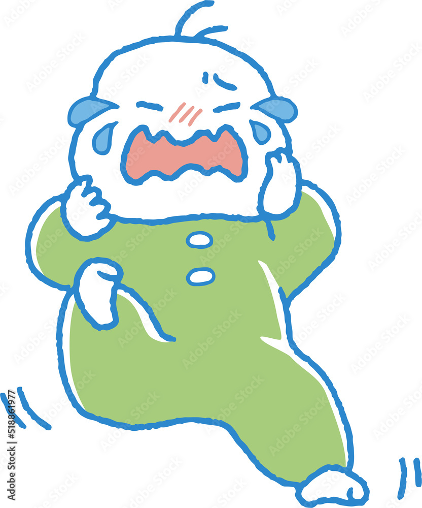 Fototapeta premium 泣きぐずる赤ちゃんのイラスト