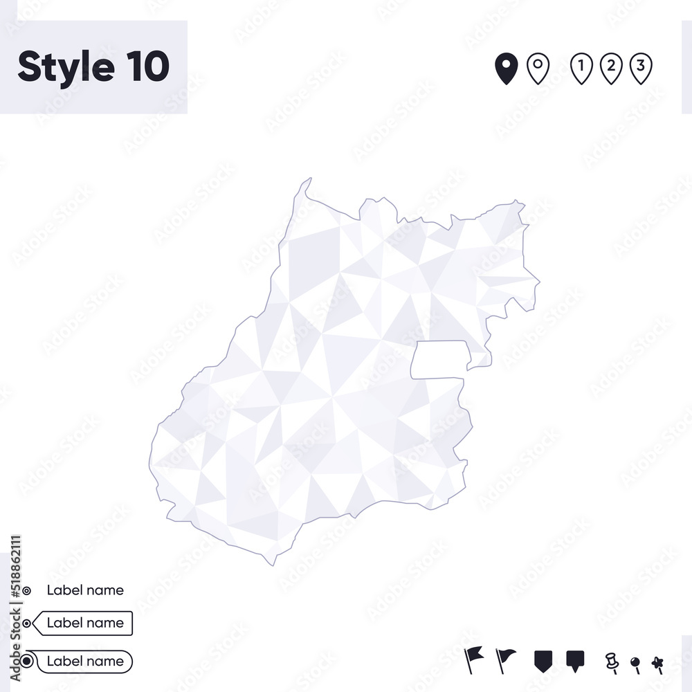 Goias, Brazil - white and gray low poly map, polygonal map. Outline map. Vector illustration.