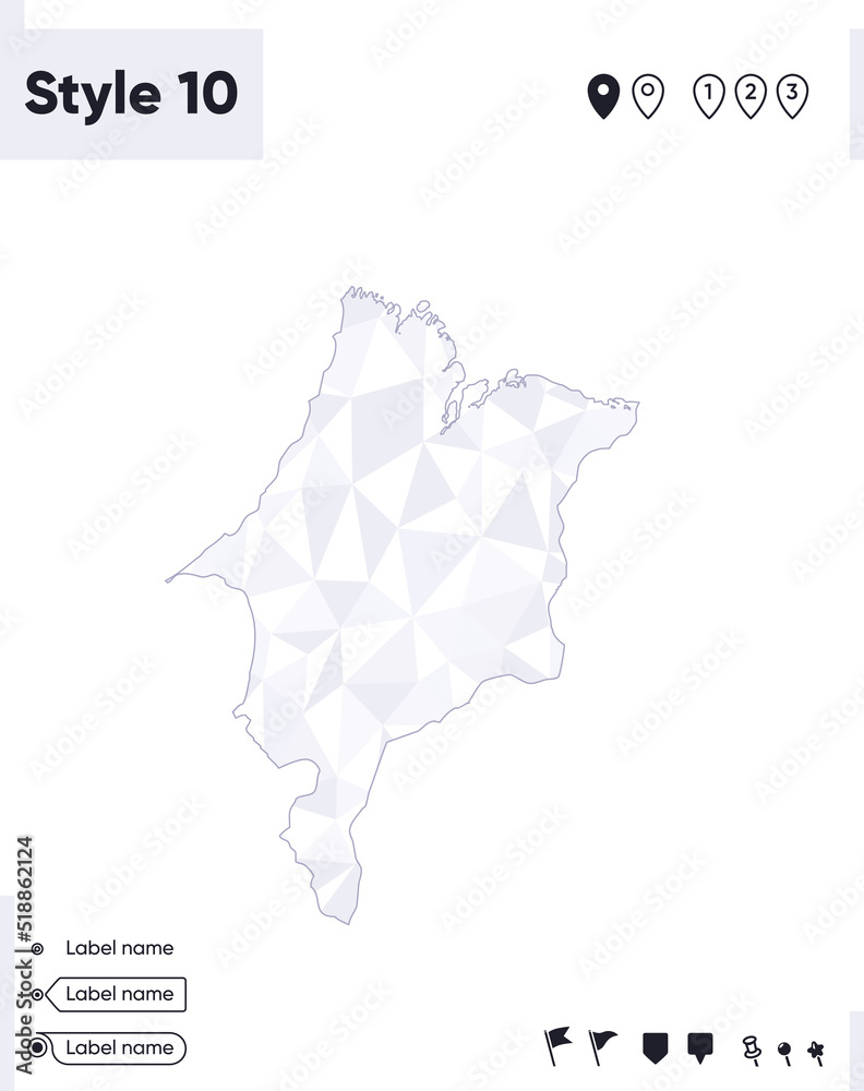 Maranhao, Brazil - white and gray low poly map, polygonal map. Outline map. Vector illustration.