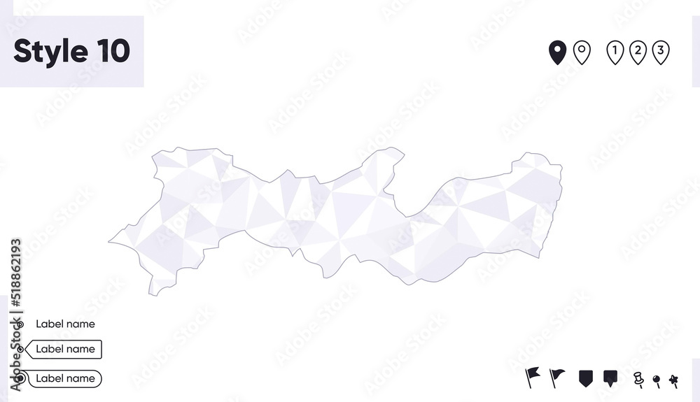 Pernambuco, Brazil - white and gray low poly map, polygonal map. Outline map. Vector illustration.