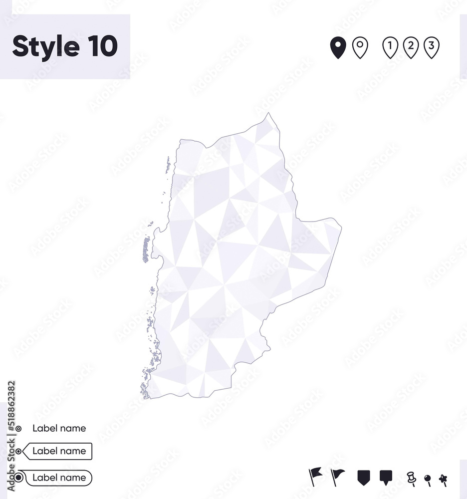 Antofagasta, Chile - white and gray low poly map, polygonal map. Outline map. Vector illustration.