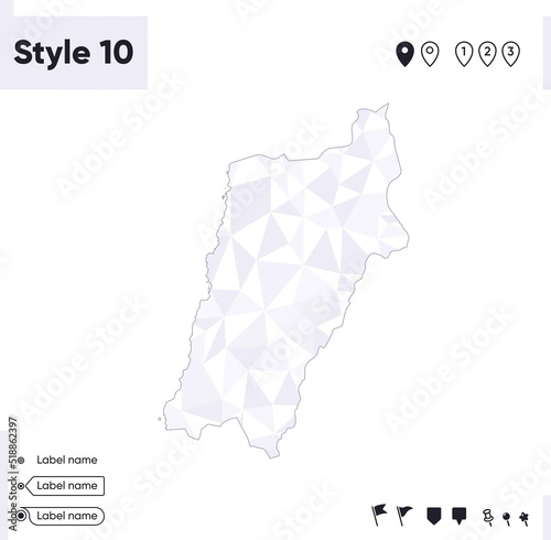 Atacama, Chile - white and gray low poly map, polygonal map. Outline map. Vector illustration.