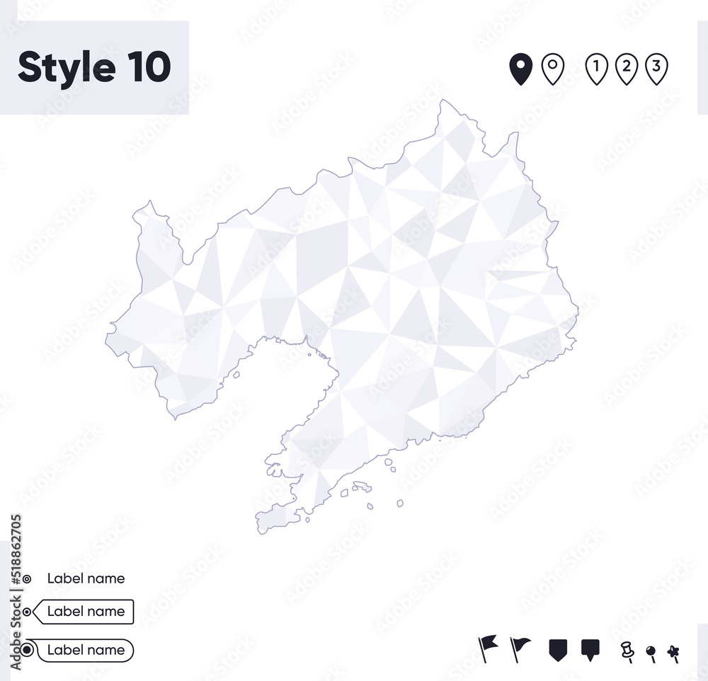 Liaoning, China - white and gray low poly map, polygonal map. Outline map. Vector illustration.