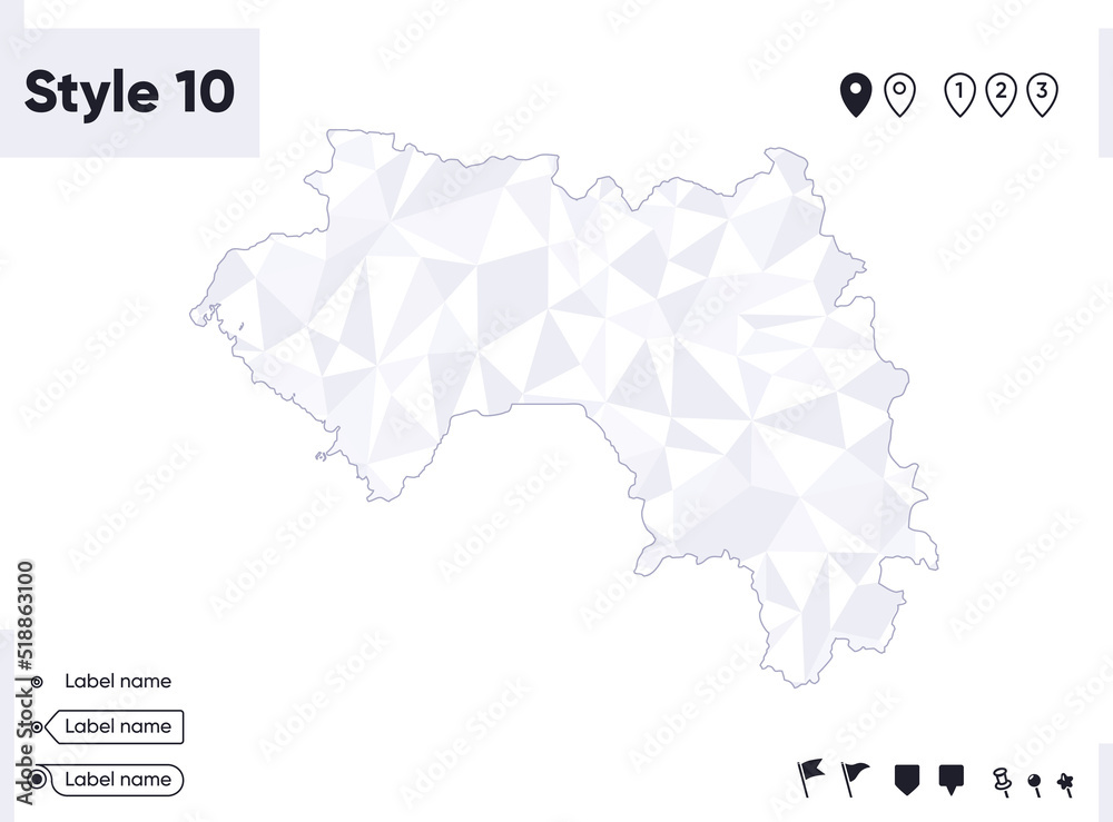 Guinea - white and gray low poly map, polygonal map. Outline map. Vector illustration.