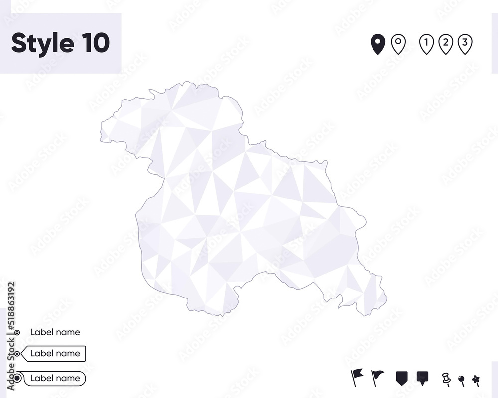 Jammu And Kashmir, India - white and gray low poly map, polygonal map. Outline map. Vector illustration.
