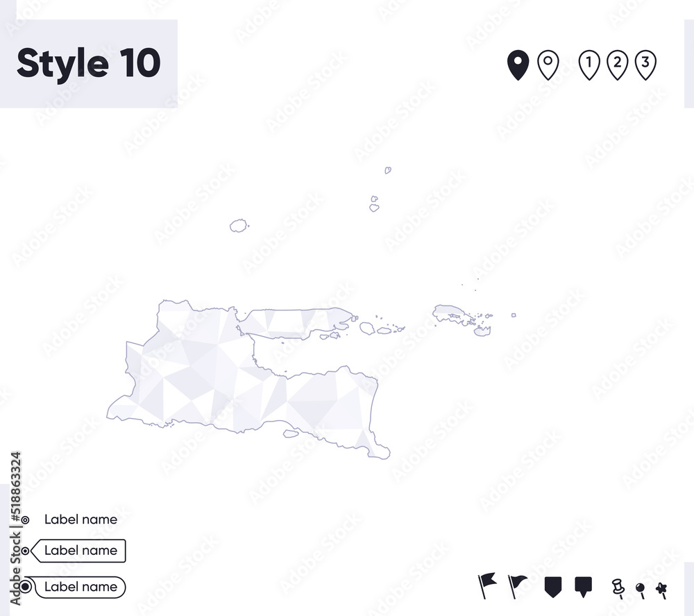 East Java, Indonesia - white and gray low poly map, polygonal map. Outline map. Vector illustration.