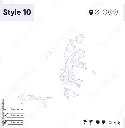 North Maluku  Indonesia - white and gray low poly map  polygonal map. Outline map. Vector illustration.