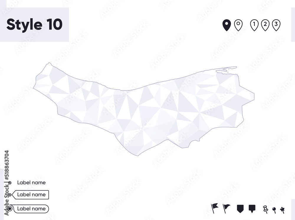 Mazandaran, Iran - white and gray low poly map, polygonal map. Outline map. Vector illustration.